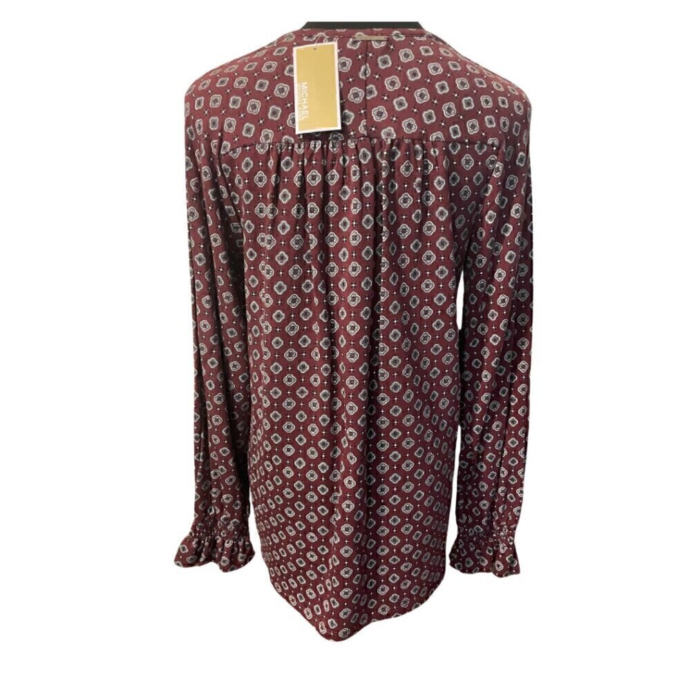 NWT Michael Kors Loose Fit Shirt Long Sleeve Medallion Print Shirt Sz M - Picture 3 of 5